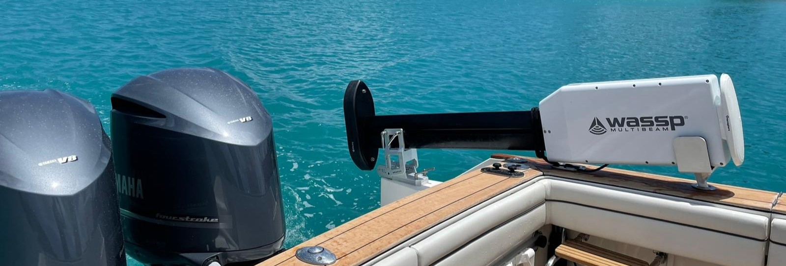 A WASSP sonar device is affixed to the side of a superyacht tender