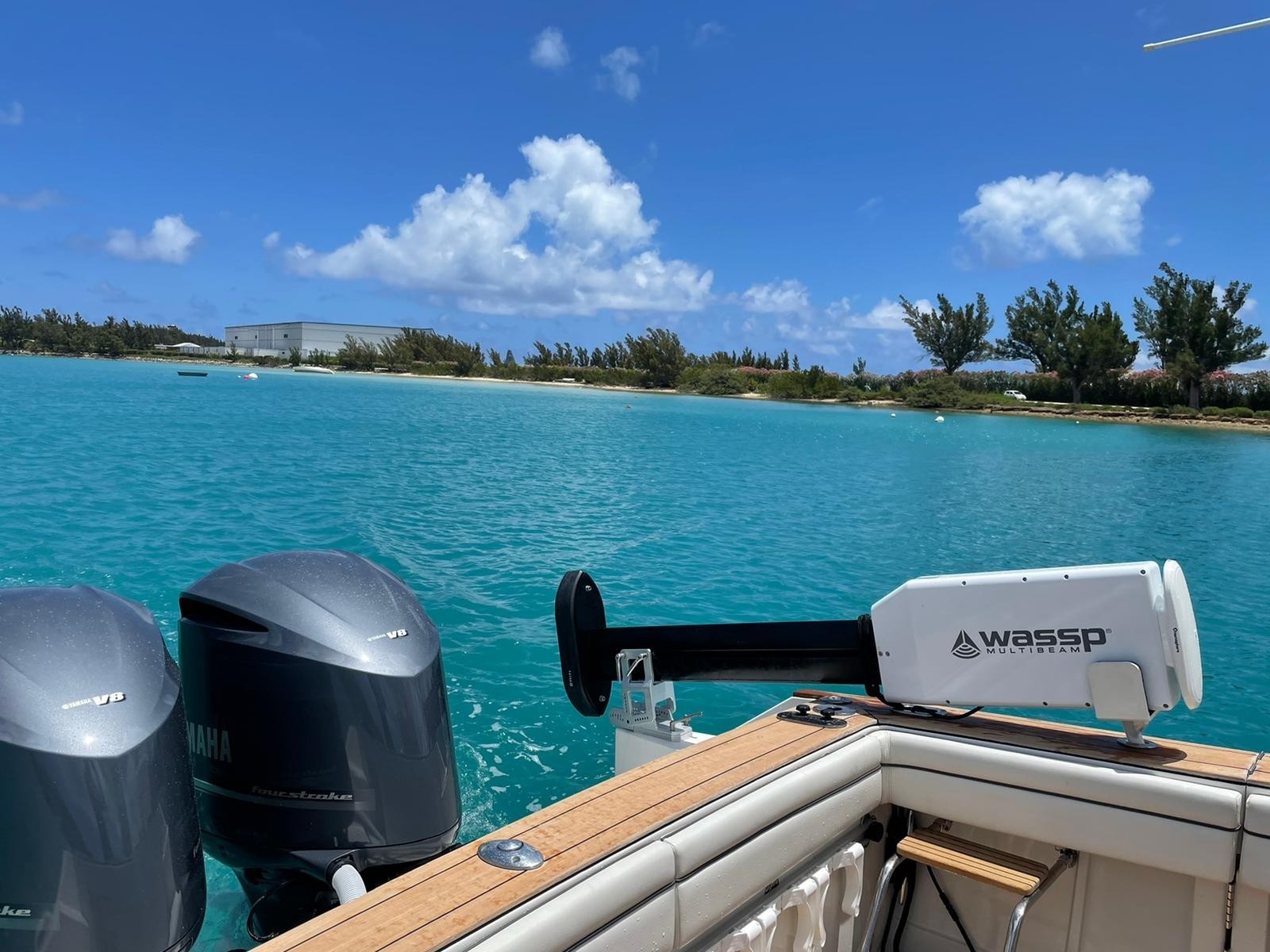 A WASSP sonar device is affixed to the side of a superyacht tender