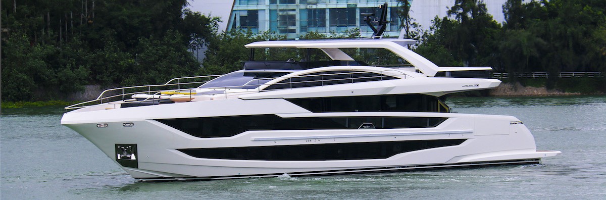 The Pearl 100 Hybrid floating in the harbour