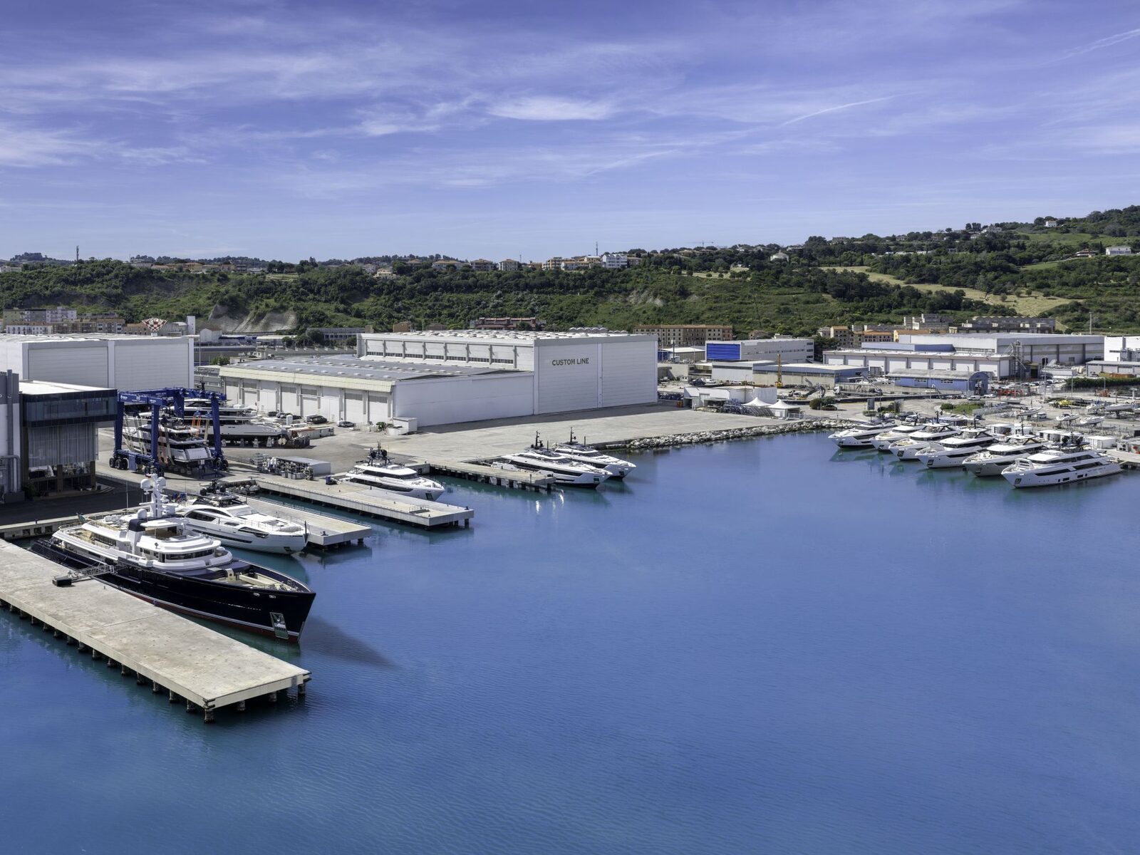 A view of the Ferretti Group superyacht building yard